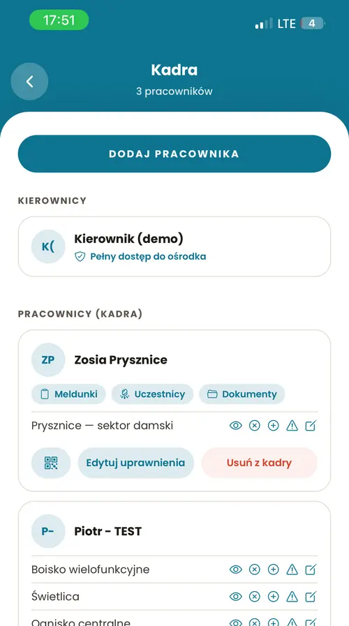 Zarządzanie kadrą — uprawnienia per zasób